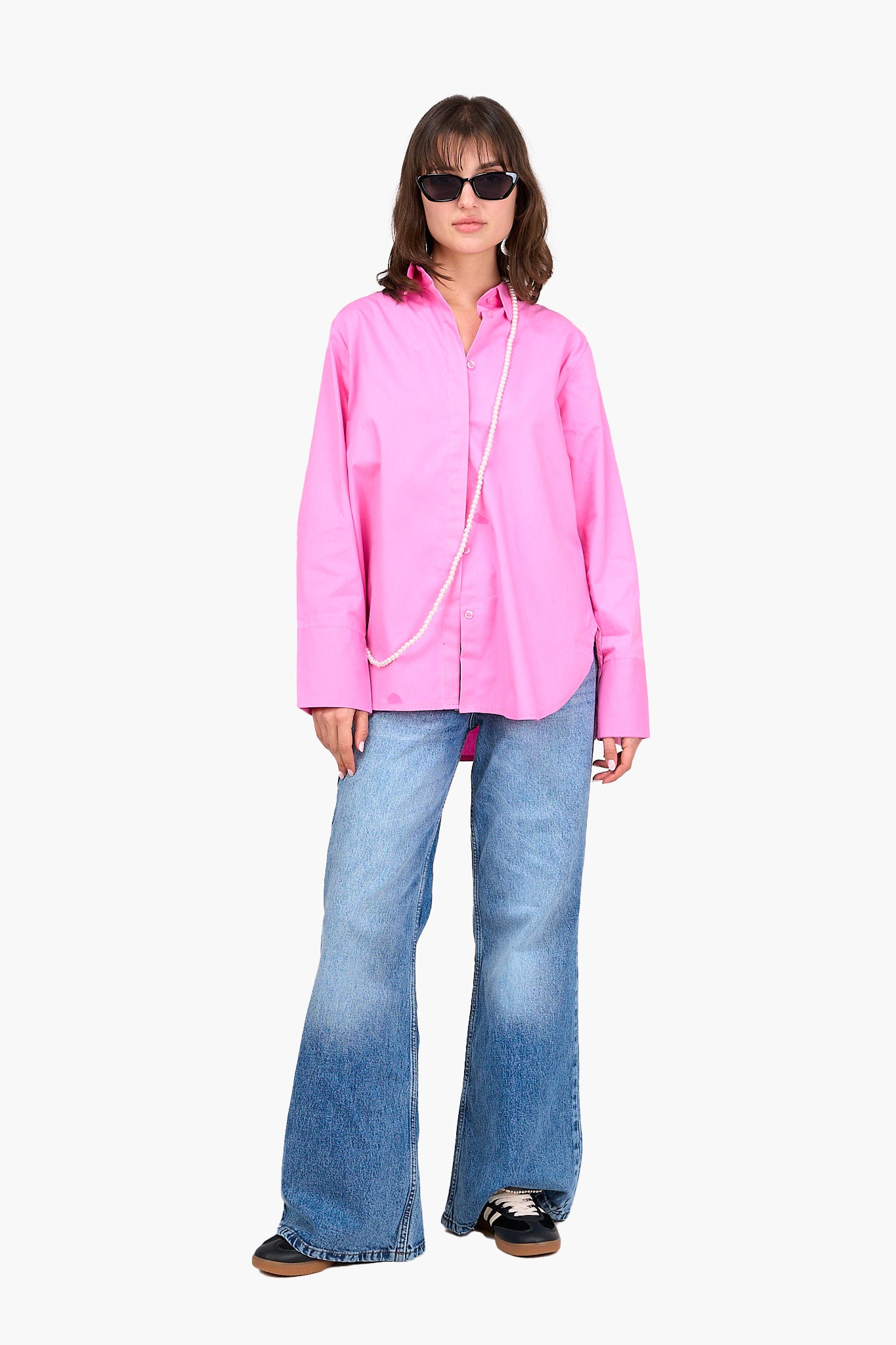 قميص بوبلين بأزرار مخفية