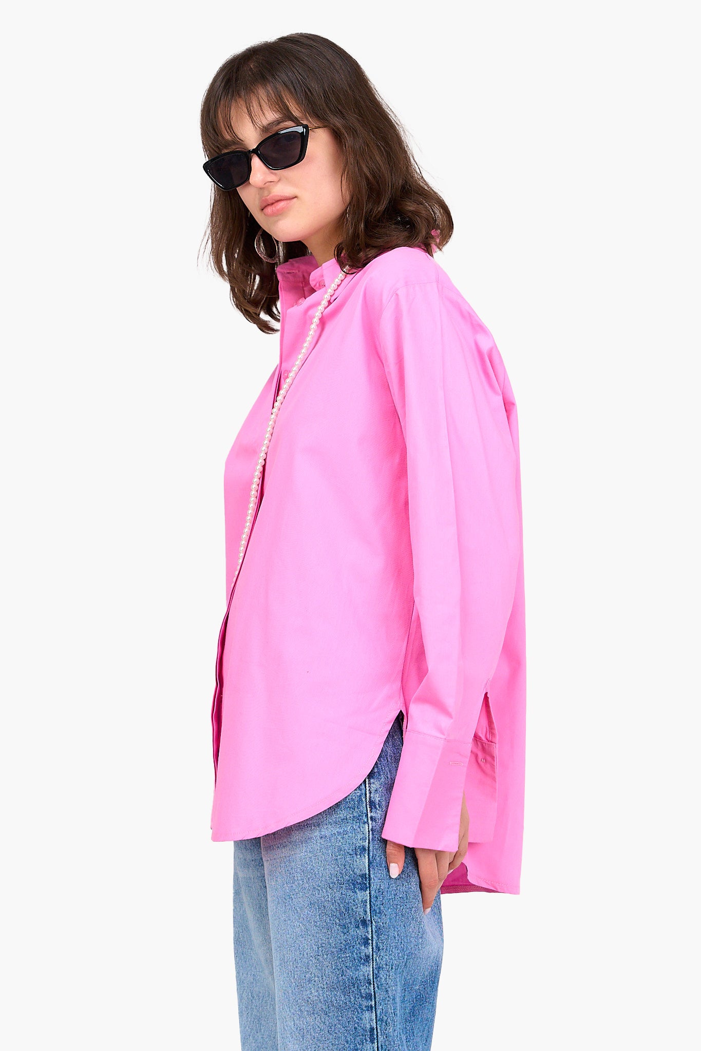 قميص بوبلين بأزرار مخفية