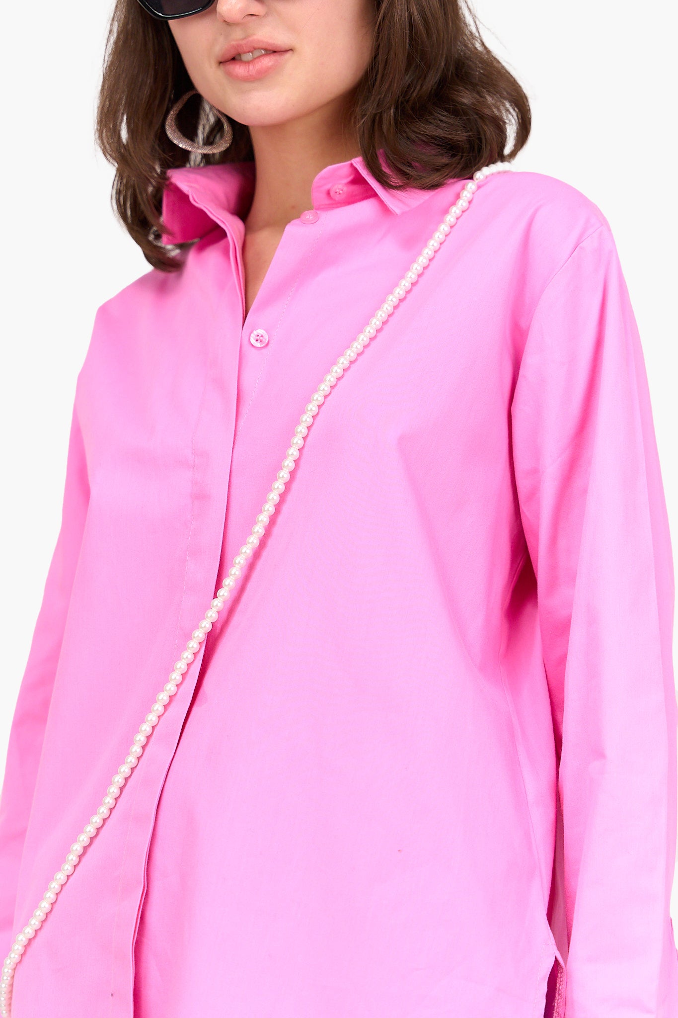 قميص بوبلين بأزرار مخفية