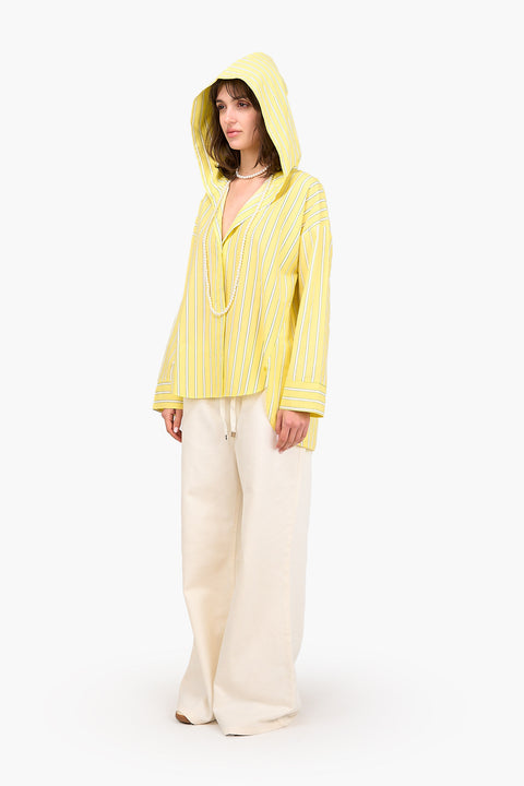 Striped Hooded Viscose Shirt