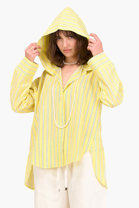 Striped Hooded Viscose Shirt