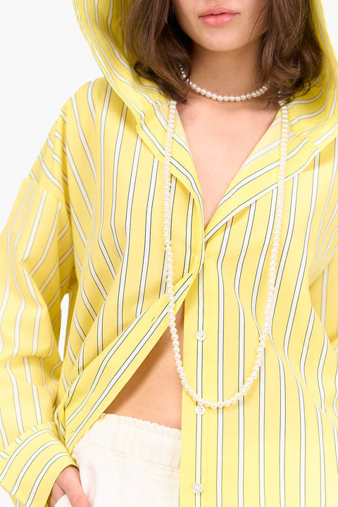 Striped Hooded Viscose Shirt