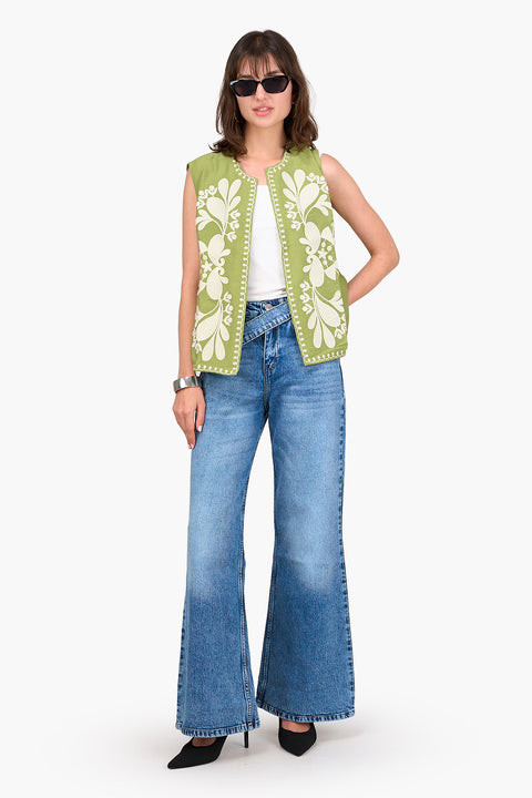 Embroidered Tencel Vest