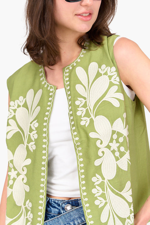 Embroidered Tencel Vest