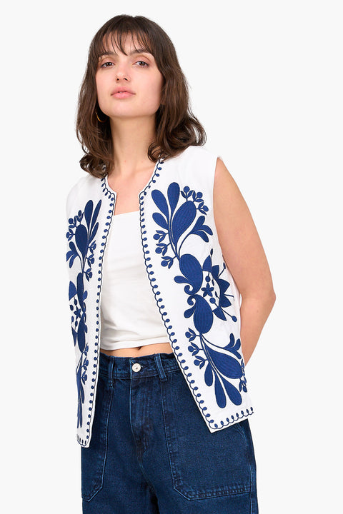 Embroidered Tencel Vest