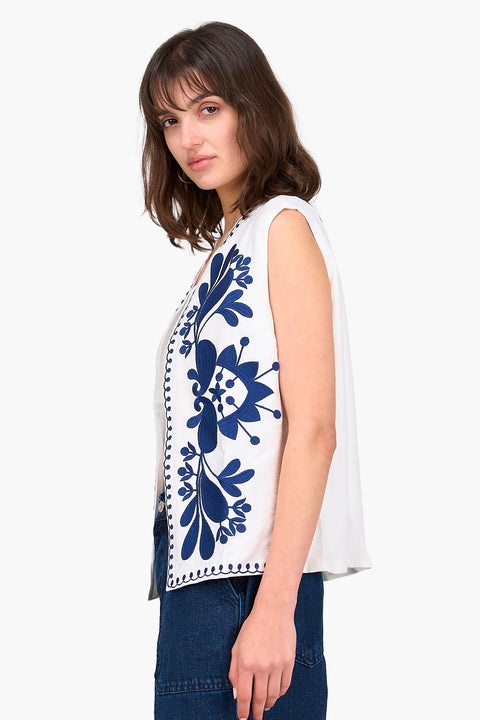 Embroidered Tencel Vest