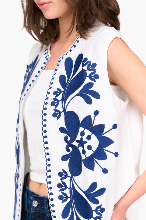 Embroidered Tencel Vest