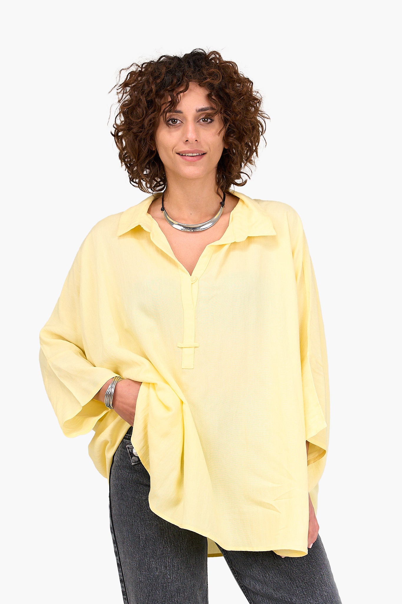 Half Placket Oversized Shirt