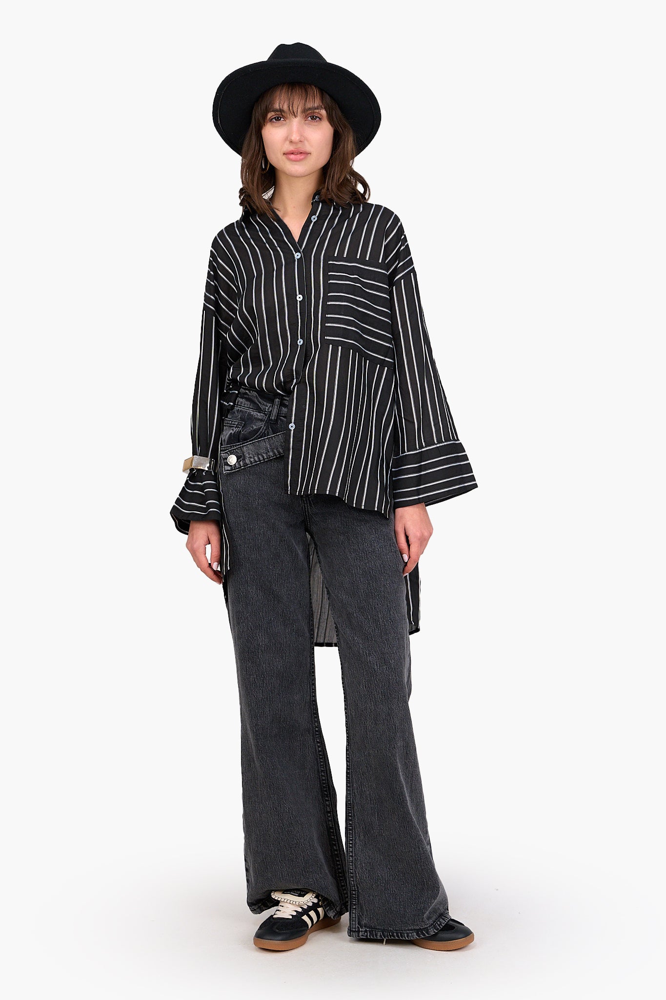 Striped High Low Shirt