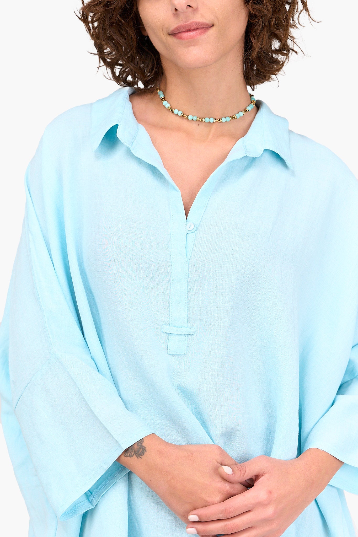 Half Placket Oversized Shirt