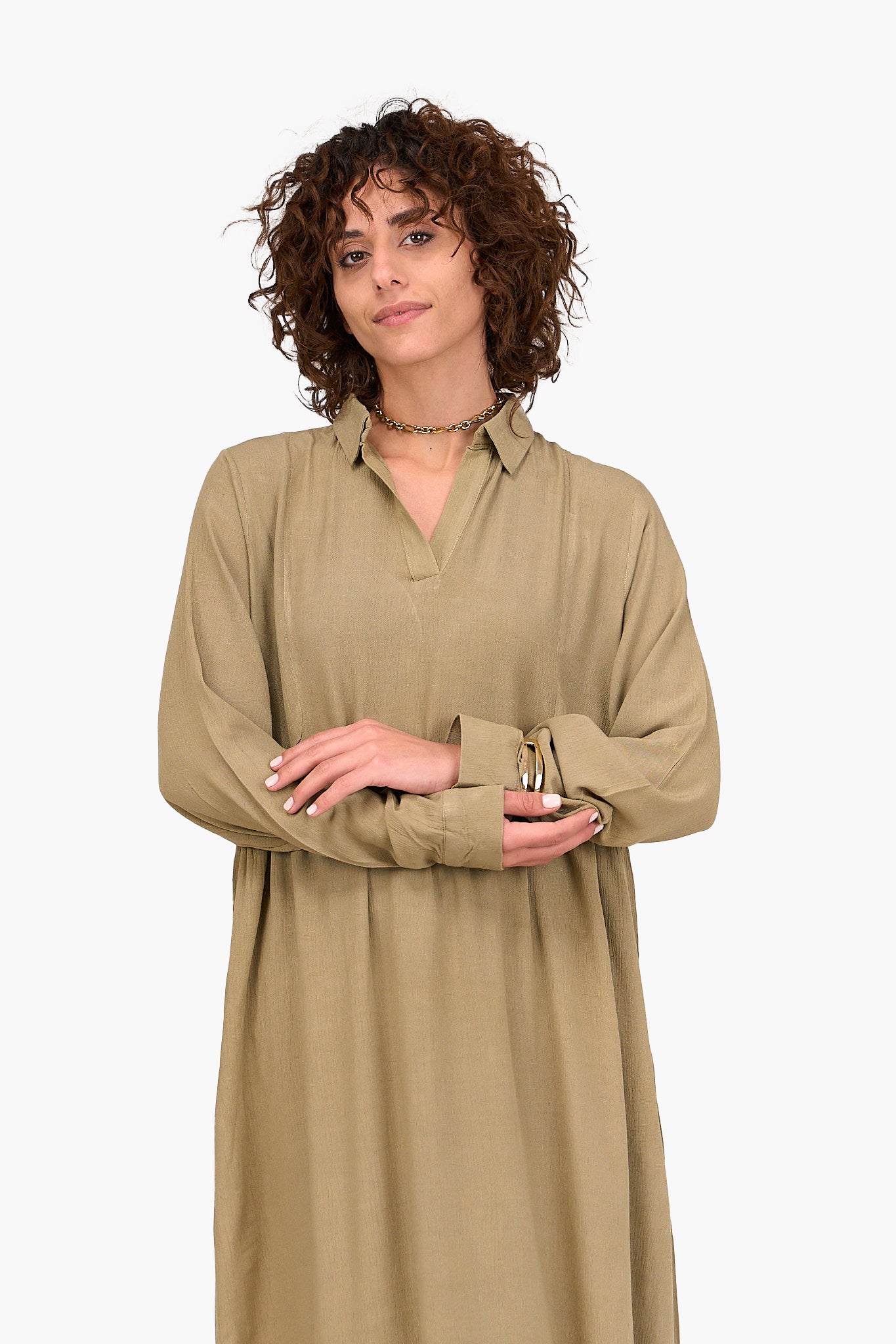 Buttoned Cuffs Dress