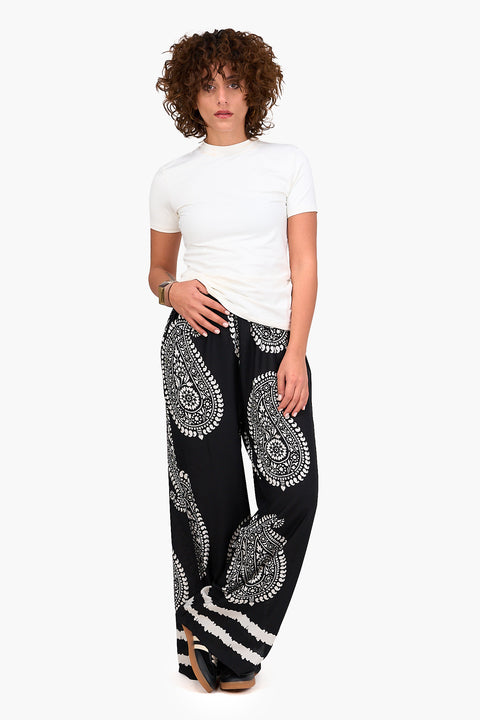 بنطلون مريح بوهيمي أسود