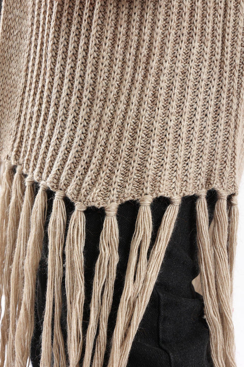 Long Wool Cardigan With Fringed Hems - Clue Wear